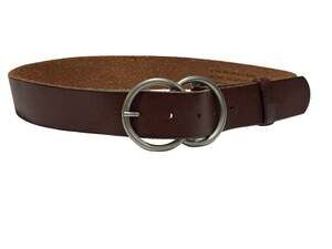 Urban Outfitters Brown Genuine Leather Double Ring Circle Buckle Belt Size Small
